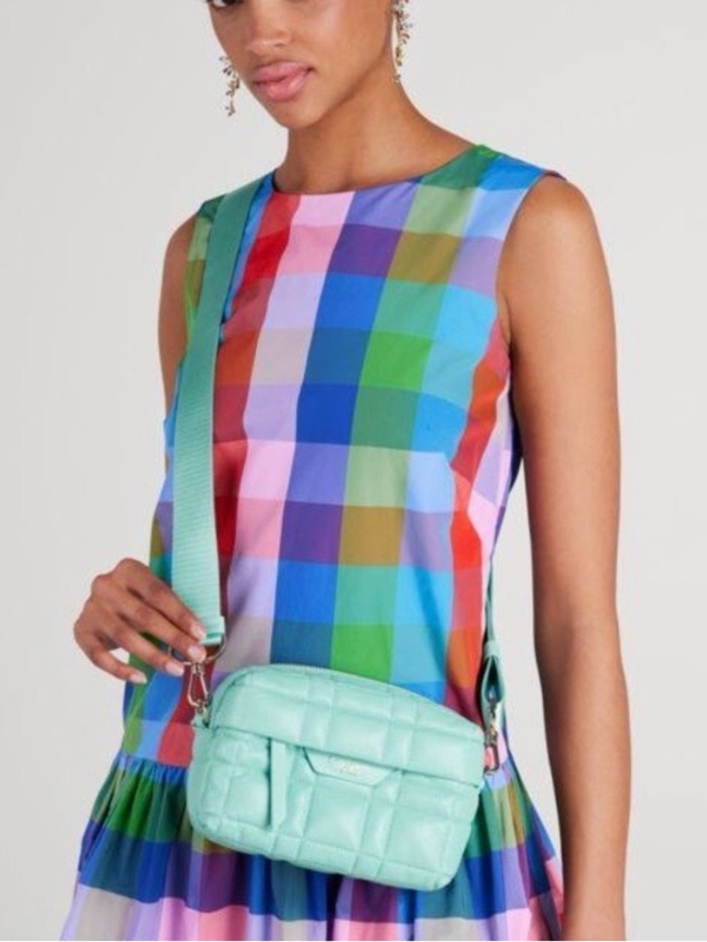 Kate Spade ♠️ Softwhere Quilted Crossbody w. Top-Handle Bag in Mint Summer Rain